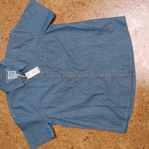 Devil-Dog Dungarees Short Sleeve Button Down Denim Shirt Men's L NWT